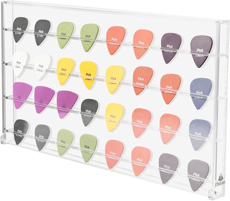 TXesign Guitar Pick Wall Mount Display Case for Picks Storage and Display, Guitar Pick Display Frame Acrylic Guitar Pick Display Box Storage Case Hold Up to 32 Guitar Picks (Transparent) - Image 1